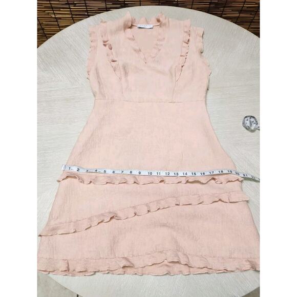 Sandro Women's Girly Ruffle-Trimmed Mini Dress Rose Pink Size 3 Pre-owned - Picture 9 of 16